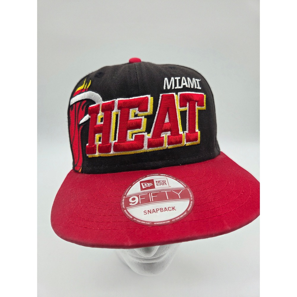 Vintage‎ Miami Heat New Era 9FIFTY Snapback Hat Black Red 2011 NBA Big Three Era